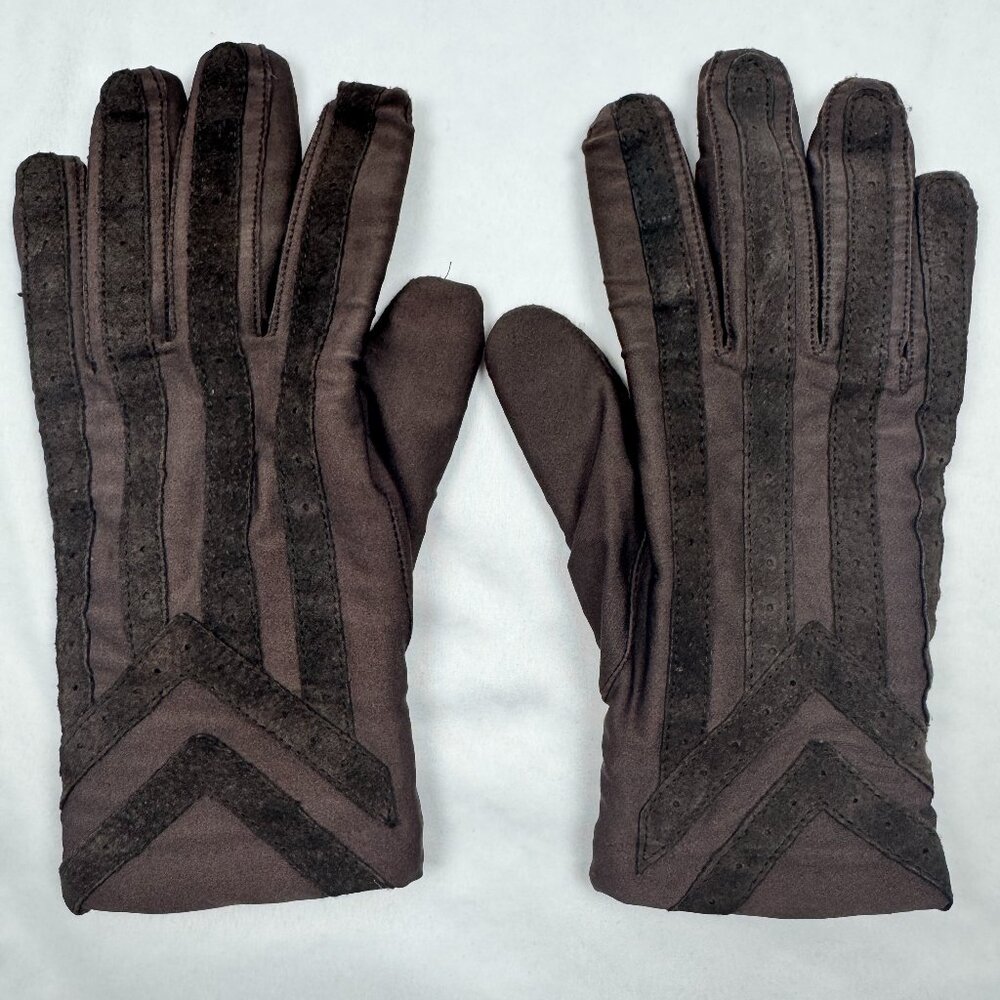 Vintage Isotoner Size Large Brown Gloves Woolite Leather